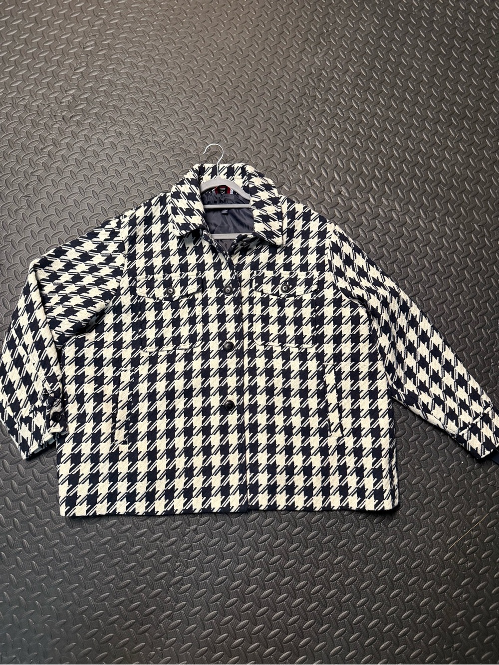 NWT Tommy Hilfiger Black & White Houndstooth Button-Up Jacket Sizd XXL